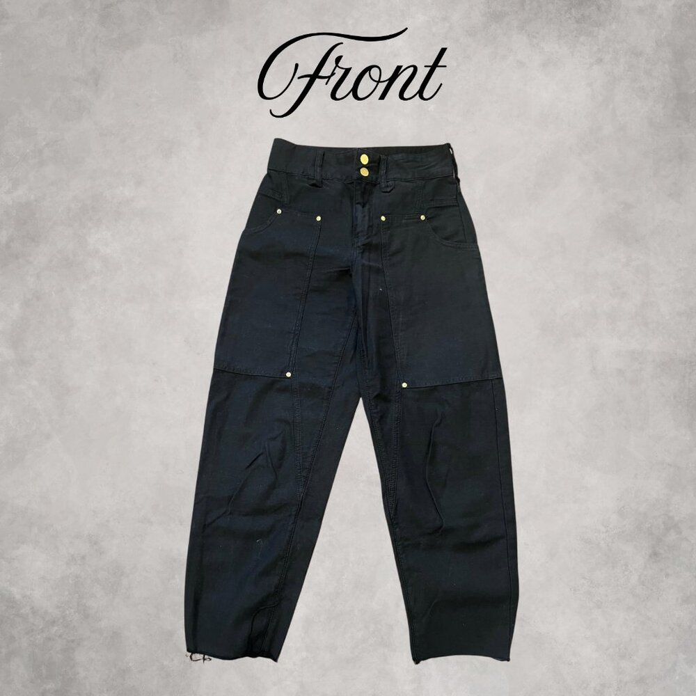 FRAME Le Baggy / Palazzo Wide Leg Pants Trousers Black Gold Hardware Size 25